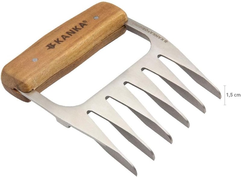 Kanka Grill Meat Shredder Claws - 5X Thicker Professional Stainless Steel BBQ Claws for Effortless Shredding and Cutting of Pulled Pork, Chicken, Turkey, Beef - Set of 2 with Durable Wood Handles - Image 4